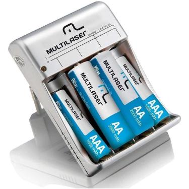 Imagem de Carregador de Pilhas Multilaser CB045 c/ 4 Pilhas AA/AAA