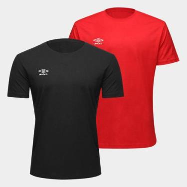 Imagem de Kit Camisa Umbro TWR Striker Masculina - 2 Peças, Vermelho, Preto, M