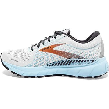 Imagem de Brooks Tênis de corrida masculino Adrenaline GTS 21, Branco/liga metálica/azul claro, 5 Wide