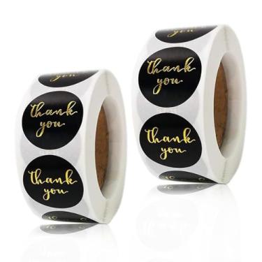 Imagem de 500 adesivos Thank You for Supporting My Small Business – Etiquetas redondas pretas e douradas de 2,5 cm – Selos autoadesivos à prova d'água para embalagens, envelopes, caixas, pedidos e sacolas de