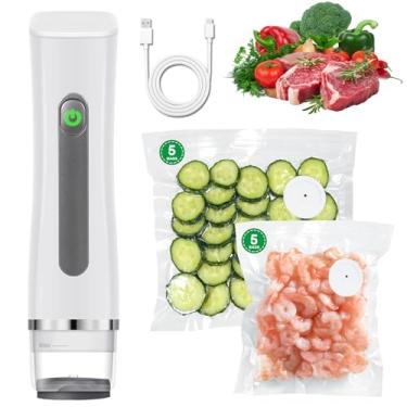 Imagem de MJYNITE Selador portátil a vácuo para alimentos, economia de alimentos portátil com sacos a vácuo (selador a vácuo + 10 sacos)