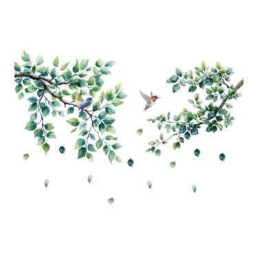 Imagem de KiBcsLic Adesivo de parede com folhas verdes, adesivo de, removível e adesivo, à prova d'água, para banheiro, para áreas internas, casa, jardim,