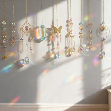 Imagem de OYACH Kit de apanhador de sol de cristal faça você mesmo com sino de vento/2 peças de prisma grande, kits de artes e artesanato para adultos hobbies, contas de apanhadores de sol com borboleta para