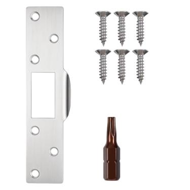 Imagem de Placa de reforço de porta, placa de reforço reforçada estendida de 17,78 cm, placas de ataque estendidas, placas de ataque de metal, trava de segurança para portas internas externas fechadura