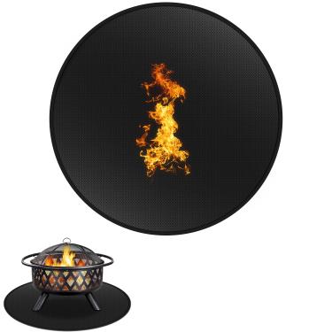 Imagem de Tapete de fogueira para fogueira de fogão solo - Tapete redondo à prova de fogo para protetor de deck de churrasqueira ao ar livre, almofada de piso de churrasco à prova de óleo para acessórios de