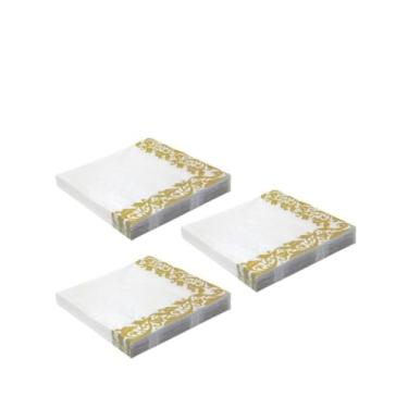 Imagem de Kit 30 Itens Festa Dourada Descartável - Pratos, Copos, Guardanapos | Perfeitos para o Natal(60 Guardanapos Gold)
