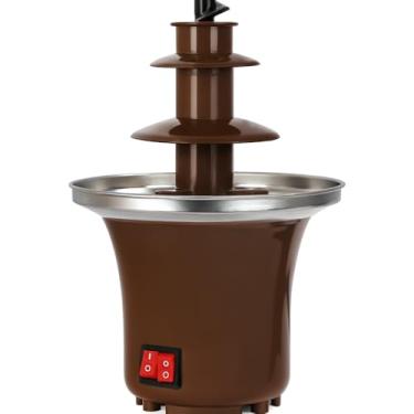 Imagem de Genérico Fonte de Chocolate Cascata Elétrica, 3 Andares, Silicone Preto, com Bandeja de Aço Inox, para Fondue de Frutas, 110V