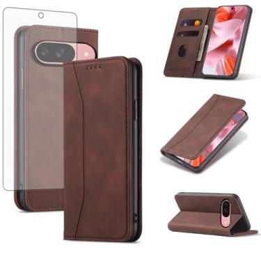 Imagem de Asuwish Capa carteira flip para celular Google Pixel 9/9 Pro 5G com protetor de tela de vidro temperado, fecho magnético, capa fólio, suporte para cartão de crédito, suporte para celular, acessórios