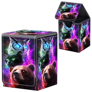 Imagem de Caixa de baralho MTG Commander, caixa magnética de couro forte Magic the Gathering Deck para exibição de comandante, comporta mais de 100 cartões, caixas de armazenamento de cartões colecionáveis para