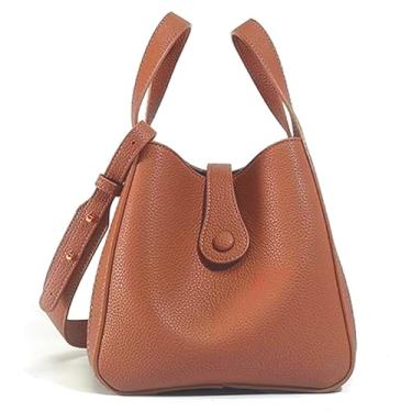 Imagem de NEWBELLA Bolsa feminina com alça superior quadrada com alça transversal, bolsa de ombro para trabalho e deslocamento diário, Marrom