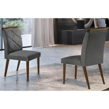 Imagem de Cadeira Sala De Jantar Melissa Madeira Kit 2 Un Capuccino/grafite - Rufato