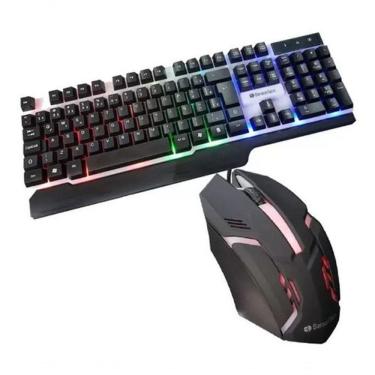 Imagem de Kit Teclado Mouse Gamer Usb Led Com Fio Luminoso Colorido Ex