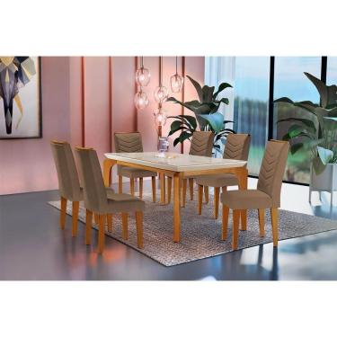 Imagem de Sala de Jantar Completa Londrina 180Cm + 6 Cadeiras Londrina Imbuia Chocolate Capuccino