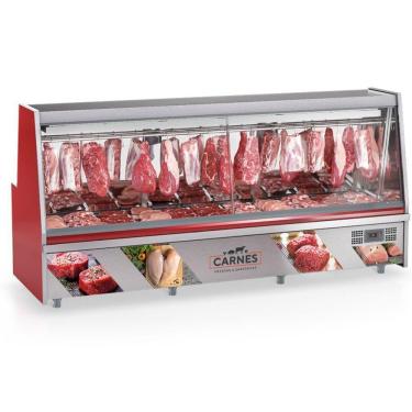 Imagem de Balcão Frigorifico Turino Com Depósito Gats300d Gelopar Expositor De Carnes Vermelho 220v