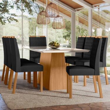 Imagem de Conjunto Sala De Jantar Mesa Barbara 1,80m Com 8 Cadeiras Mariah Ypê/off White/ja03 - New Ceval