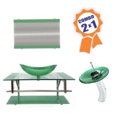 Imagem de Combo 2 em 1 - Gabinete 90cm Romênia + Torneira Ibiza - EKASA, Verde