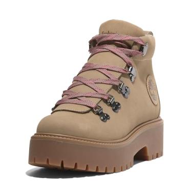 Imagem de Timberland Bota feminina Stone Street Mid com cadarço plataforma, Nobuck bege médio, 39