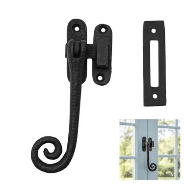 Imagem de SaKeGa Trava de janela de batente reversível elegante de ferro fundido preto, tamanho: 13,7 cm x 5,6 cm