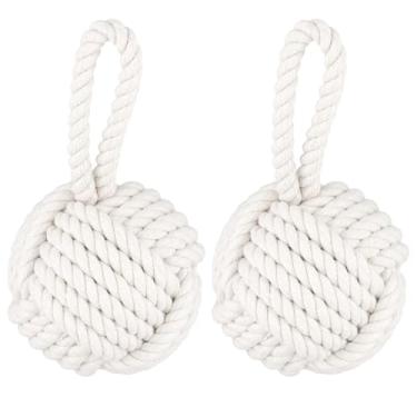 Imagem de JOIKIT 2 peças de batente de porta com nó de corda - para a parte inferior da abertura da porta, batente decorativo para evitar batidas, manter as portas abertas