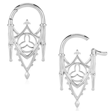 Imagem de Atomhole Ganchos góticos de peso de orelha, 2 peças de aço inoxidável, alargadores de orelha, alargador de orelhas, hipoalergênico, piercing corporal, joias, Metal, Sem pedra preciosa