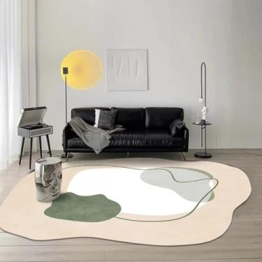 Imagem de Tapete estilo creme para decoração de sala de estar, tapete oval para sofá, cabeceira, chão, resistente ao desgaste (200 x 300 cm)/2)
