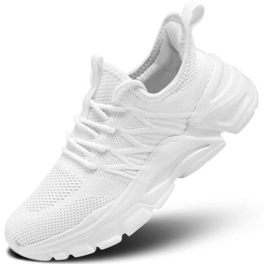 Imagem de Socviis Tênis feminino feminino para caminhada, corrida, casual, leve, roupas para meninas, plataforma, tênis, Branco, 9