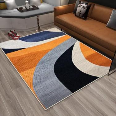 Imagem de Tapetes com estampa geométrica de nova tendência para decoração de sala de estar, tapetes estampados para casa, tapetes luxuosos para quarto e sala de estar (80x120 cm)/XD19-pelo baixo-8)