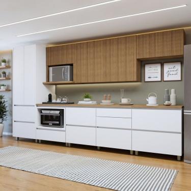 Imagem de Cozinha Completa Modulada 7 Peças 8 Portas 8 Gavetas Norten Branco-nature
