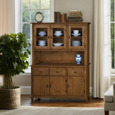 Imagem de Arca E Oratório Colonial Em Madeira Com 6 Portas 3 Gavetas E Pés Torneados Cor Imbuia Glazer