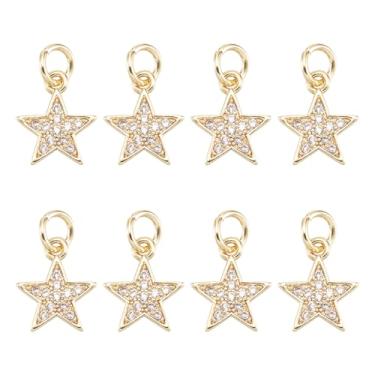 Imagem de Elecrelive Pingentes de zircônia cúbica de estrela 10 peças, pingentes banhados a ouro 18 K, pingentes de cristal de estrela dourada para colar, pulseira, brincos, fabricação de joias