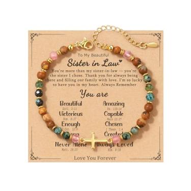 Imagem de Presente de melhor amiga para mulheres, pulseira de cruz cristã para mulheres, presentes de aniversário de batismo e páscoa para mulheres, pulseiras de amizade de melhor amiga, presentes de