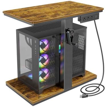 Imagem de CSIHOP Suporte para torre de computador 2025 com estação de carregamento, altura ajustável, estação de carregamento para uso no escritório