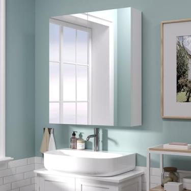 Imagem de Réflexon Armário de parede de banheiro de 71 x 61 cm, armário de armazenamento econômico, armário de remédios com 2 portas e prateleiras ajustáveis, branco (montagem necessária)