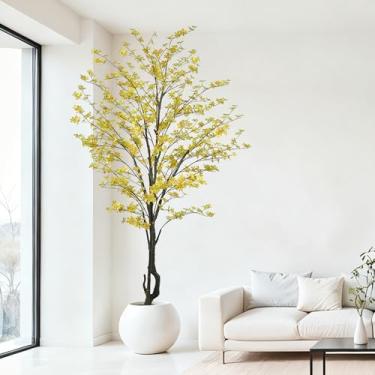 Imagem de Árvore artificial Enkianthus de 2,4 m – plantas artificiais de 243 cm de altura para ambientes internos com galhos realistas e folhas densas realistas, plantas artificiais grandes de árvore falsa para