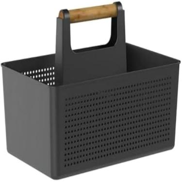 Imagem de Caixa organizadora preta retangular, armazenamento, gavetas, itens pequenos, acessorios, pratica, resistente