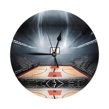 Imagem de ZERAOKE Basquete - Relógio de parede redondo moderno - silencioso sem tique-taque operado por bateria, decoração de mesa ou parede para sala de estar, quarto, escritório.