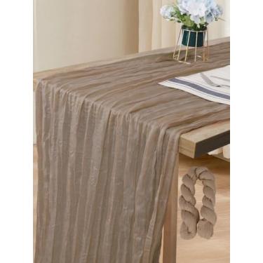 Imagem de Caminho de mesa de gaze de 304 cm, caminho de mesa de gaze, corredor de pano de queijo de 3 m para decoração de festa de casamento, aniversário, marrom