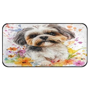 Imagem de Burbuja Lindo tapete de cozinha colorido para cães 51 x 99 cm, tapete lavável antiderrapante com suporte de borracha, tapete para cozinha, sala de estar, banheiro, decoração de casa