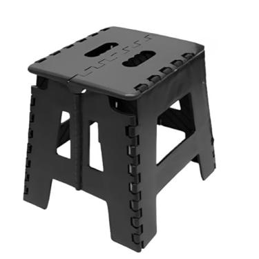 Imagem de Banqueta Banquinho Dobrável De Plástico Até 100 Kg Resistente multiuso banquinho banheiro para Churrasco, Festas e Eventos(TODO PRETO,KIT 5 BANCOS)