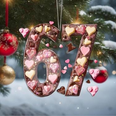 Imagem de Enfeites de Natal Dia dos Namorados 67 Meme para pendurar, enfeites de árvore de Natal feitos à mão, decoração de carro e casa - Presente de Natal, decoração de artesanato em acrílico, ideias de troca