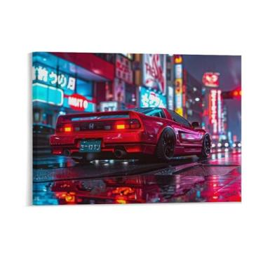 Imagem de HouLaiZhe Neon Jdm Car Nsx Sports Classic Posters Canvas Wall Estética Sala Decoração de Parede Impressões Galeria Sala Decoração de Parede para Quarto Sala de Estar Escritório 18 x 24 polegadas (45 x