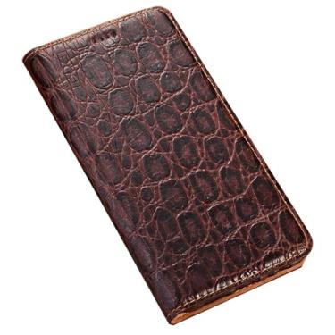 Imagem de POYUFRG Capa flip para Honor Magic 8 Pro/Magic 8, capa de telefone carteira de couro genuíno com compartimentos para cartões, fecho magnético, capa de suporte, marrom, 8 Pro