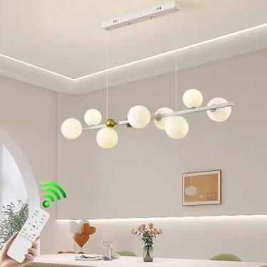 Imagem de Luminária pendente LED dimerizável, moderna e criativa, estilo lustre linear para mesa de jantar, com cúpula de acrílico branca em formato de bolha, G9*8, ideal para iluminação interna em ba