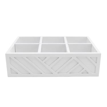 Imagem de KUIDAMOS Organizador de Madeira para Bar de café, Suporte Rústico de Armazenamento para Bancada, 6 Compartimentos para Casa, Cozinha, Escritório, Hotel, Paulownia Madeira (Branca)