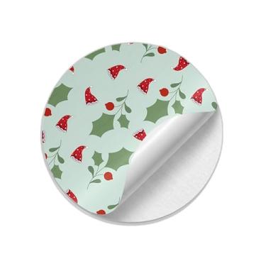 Imagem de Adesivos Redondos Natalinos 25 Unidades Com Estampa Ramos de Abeto - Tamanho 50x50cm