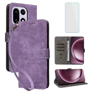 Imagem de IUQXU Capa carteira para celular OnePlus 15 com protetor de tela [bloqueio RFID] couro flip porta-cartões com suporte para celular feminino e masculino para OnePlus15 PlusOne One Plus 1+15 roxo