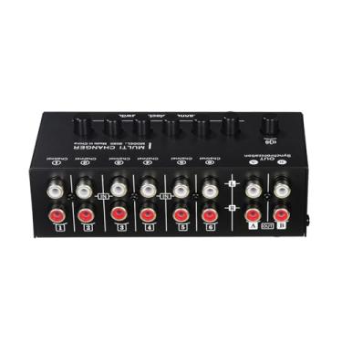 Imagem de Alomejor Interruptor de áudio, Comutador de áudio Estéreo, 6 Em 2 Saídas, Plug and Play, para PC de Jogos de Home Theater, Preto