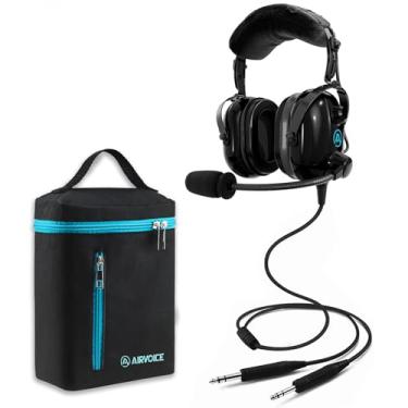 Imagem de AIRVOICE Fone De Ouvido Aviação Para Pilotos Com Cancelamento Ruído Passivo, Almofadas Auriculares Confortáveis Pnr E Microfone Flexível, Estojo Transporte Geral Preto