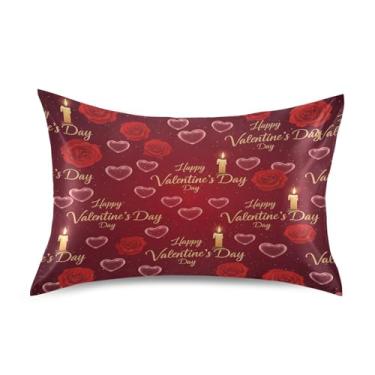 Imagem de Blueangle Fronha de cetim refrescante para cabelo e pele, fronha rosa dos namorados, tamanho Queen 51 x 76 cm com fecho de envelope (895)