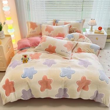 Imagem de MorroMorn Jogo de cama solteiro, conjunto de capa de edredom Twinkle Stars, cobertor fofo e fofo kawaii, unicórnio para meninas, crianças, adolescentes, mulheres, solteiras/solteiro, tamanho GG